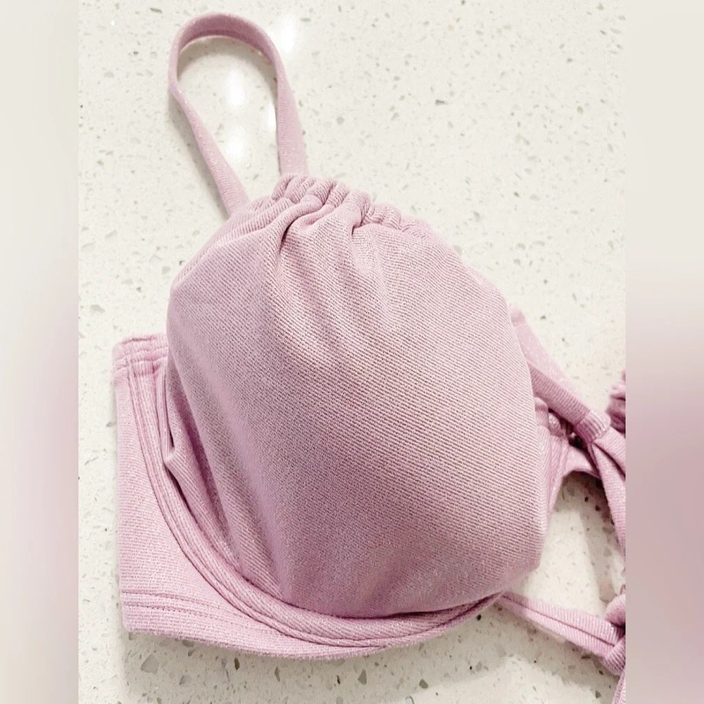 Hollister Pink Metallic Bralette Bikini Top XS